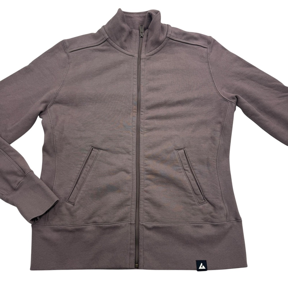 American Giant Jacket Womens Medium Taupe Full Zip Mock Neck Sweatshirt Made USA